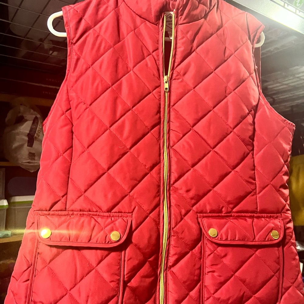 St. John's Bay Red Quilted Vest with Gold Details